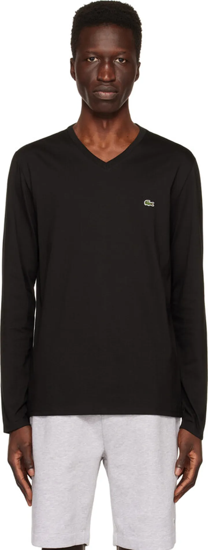 Lacoste Black V-Neck Long Sleeve T-Shirt