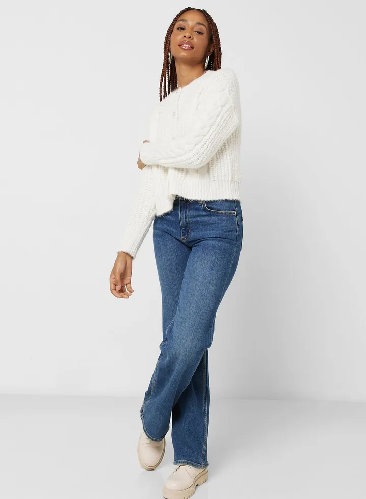 Puff Sleeve Knitted Cardigan
