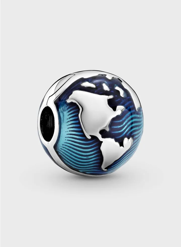 Blue Globe Clip Charm