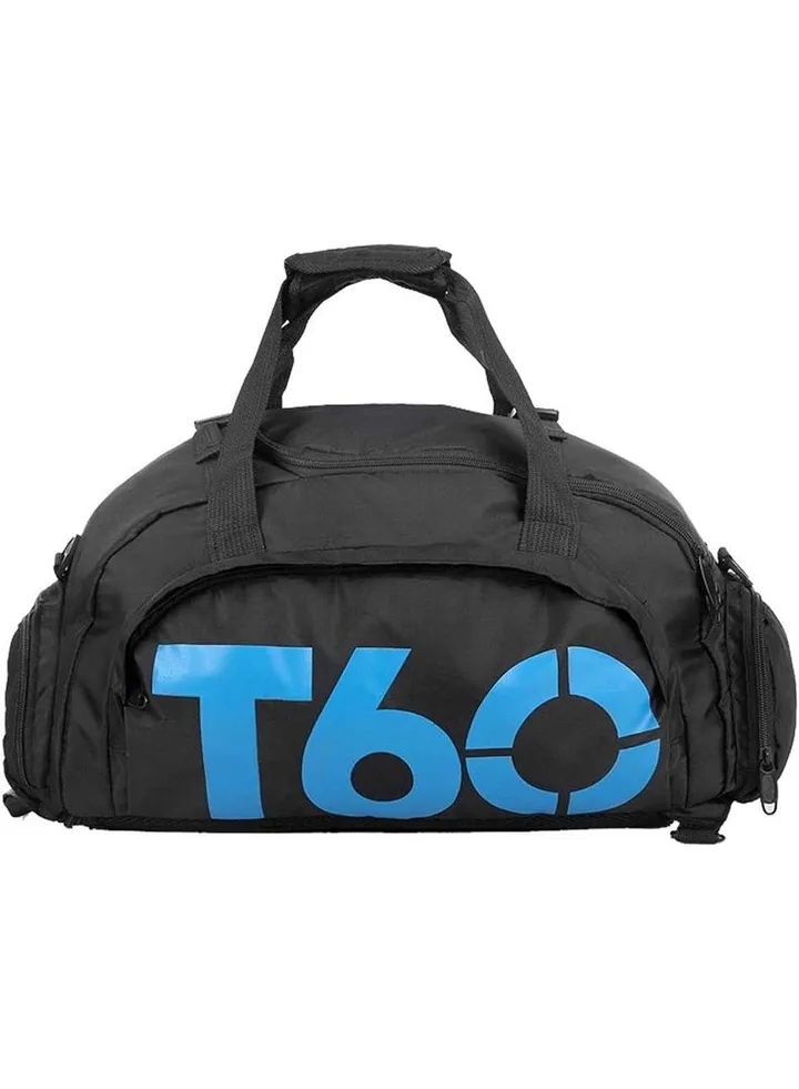 Sports Gym Bag, Travel Duffel bag with Wet Pocket & Shoes Compartment Ultra Lightweight Black Blue