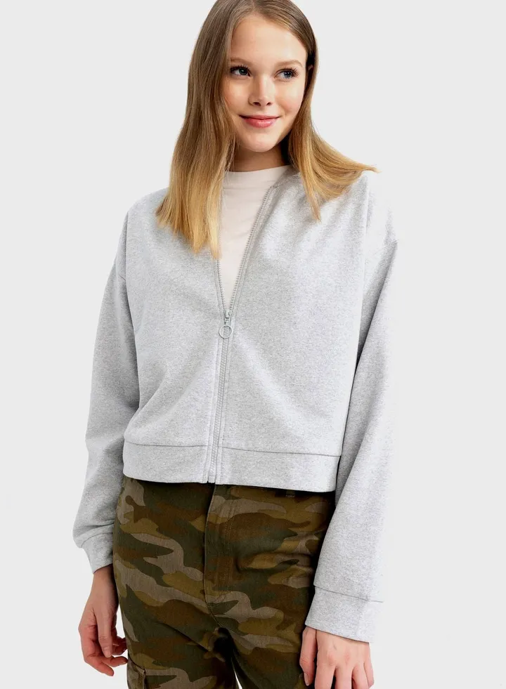Regular Fit Zip Thru Cardigan