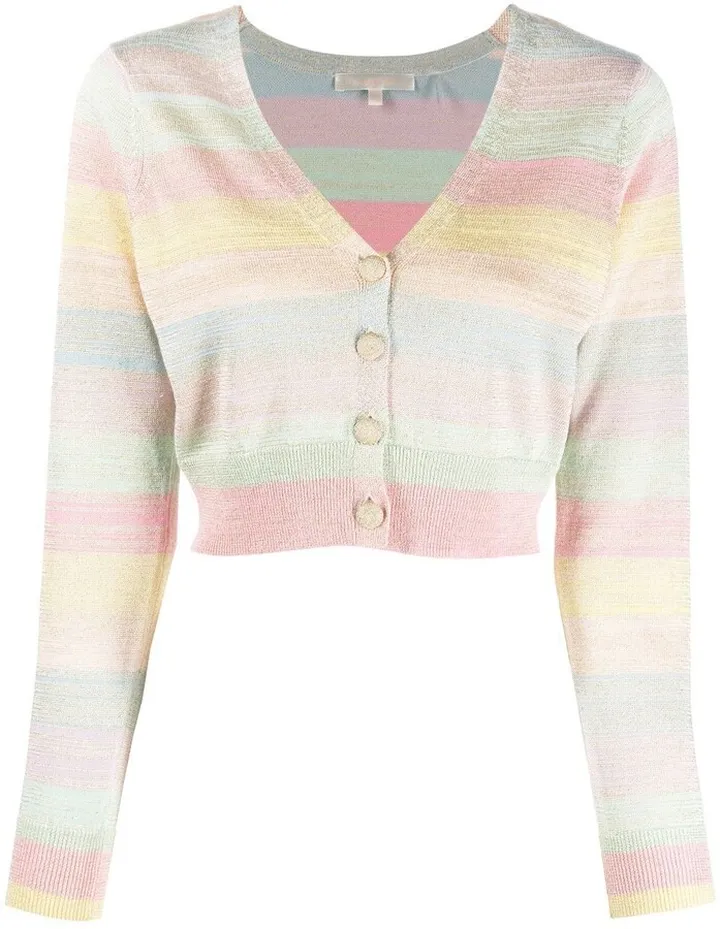 striped V-neck cardigan