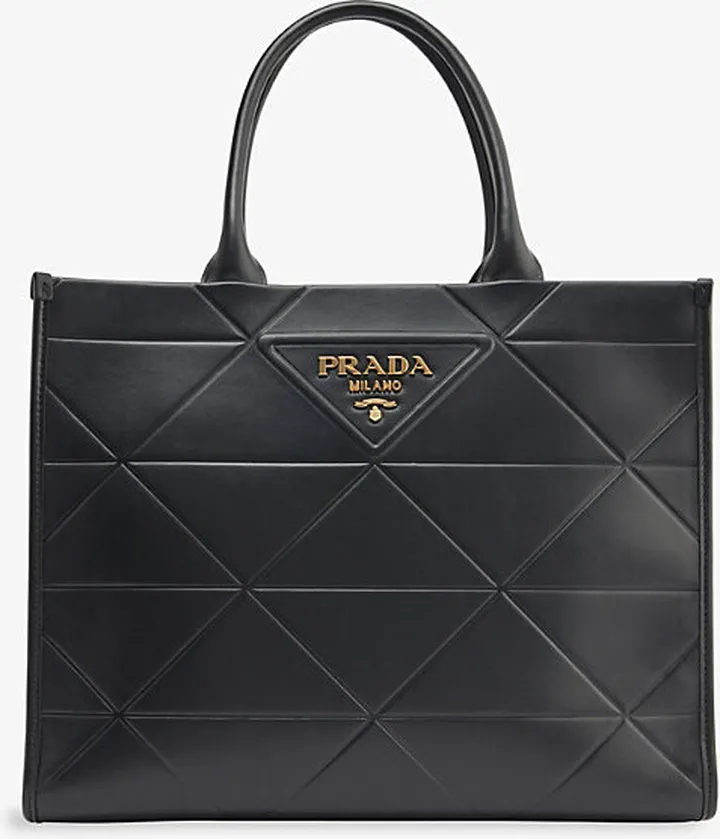 Womens Black Triangle Medium Leather Tote bag