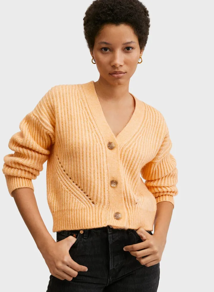 V-Neck Knitted Cradigan