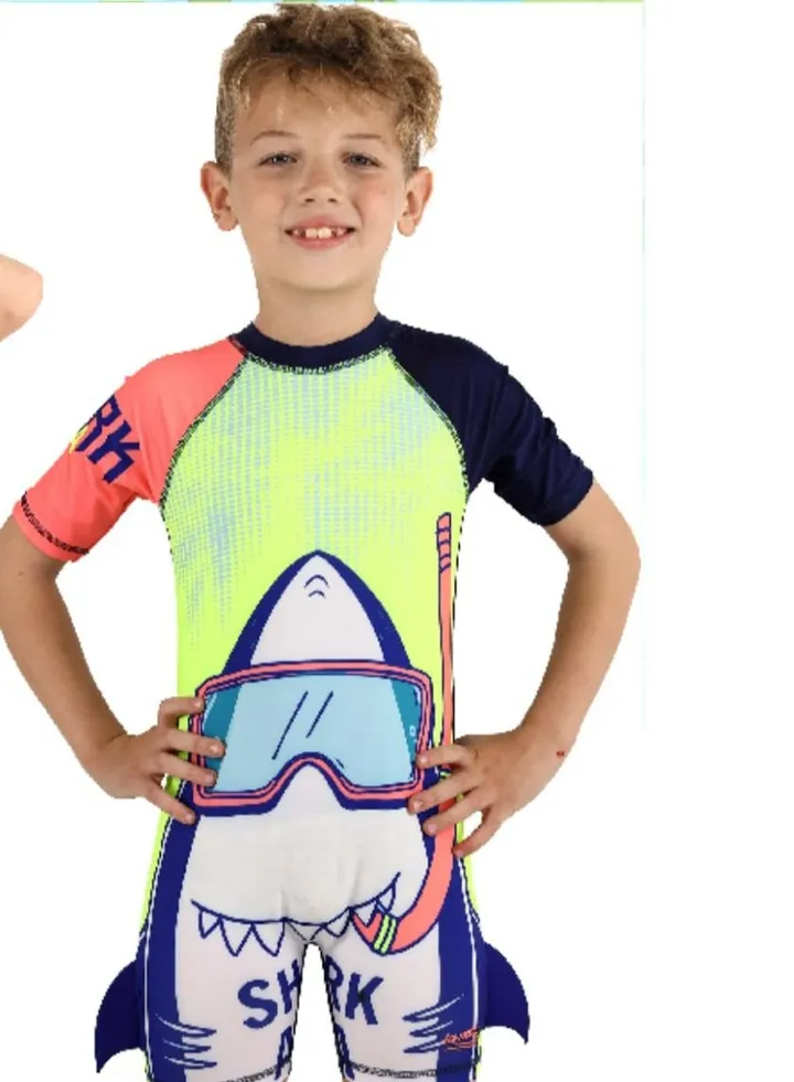 kids swimwear shark character high quility one piece