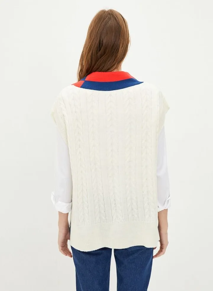V-Neck Straight Long Sleeve Women's Knitwear Cardigan