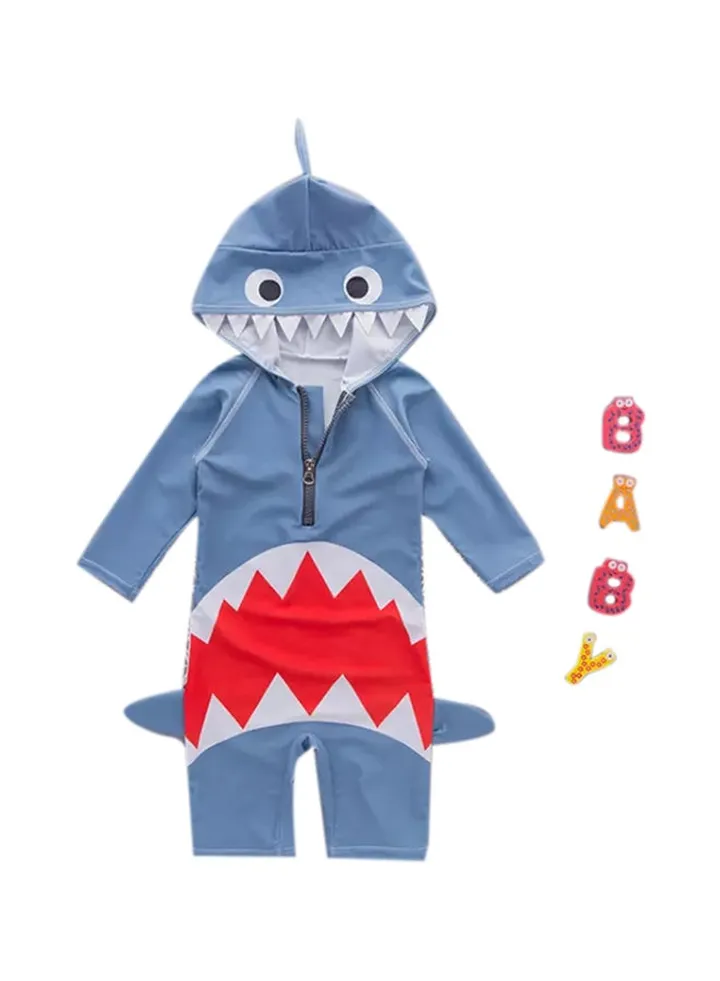 Shark Shaped Swimwear Suit Blue/White/Red
