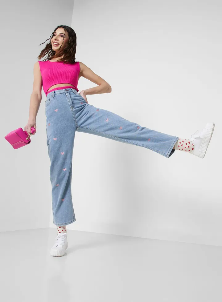 Urban Minx Heart Print Jeans