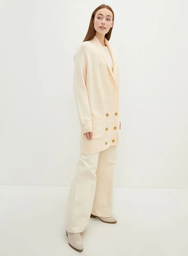 V-Neck Straight Long Sleeve Women's Knitwear Cardigan