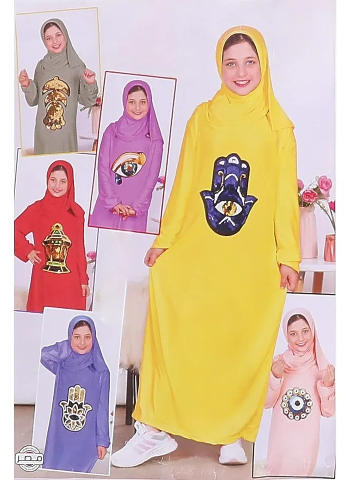 Viscose prayer dress in distinctive colors for girls