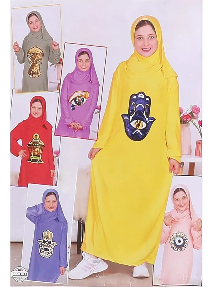 Viscose prayer dress in distinctive colors for girls