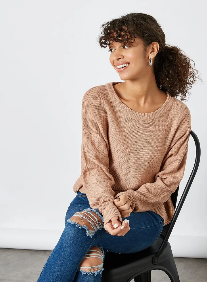 Scoop Neck Jumper Dusty Pink