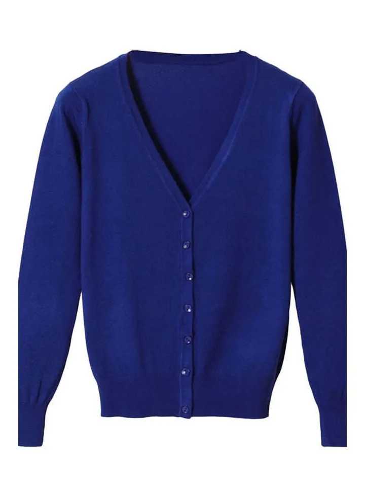 Solid Long Sleeve Cardigan Sapphire Blue