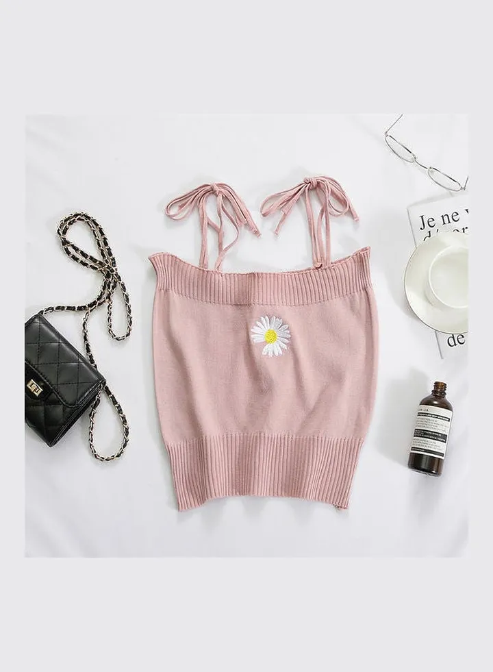 Slim Cropped Small Camisole Pink