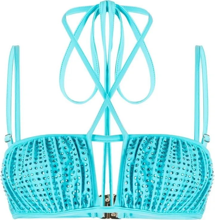 Crystal Cross-Strap Bikini Top