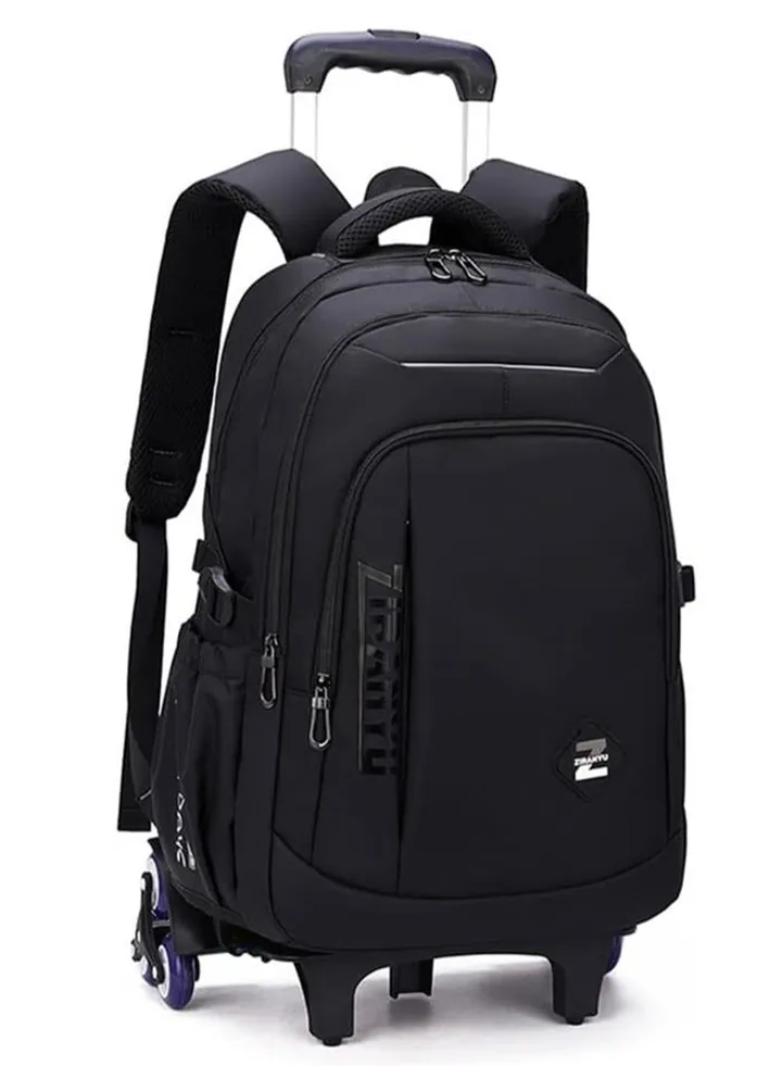 Rolling Backpack, 6 Wheels Trolley School Bag, Large Capacity Wheeled Travel Book bag Laptop Backpack for Boys Girls Kids Teens (Black)
