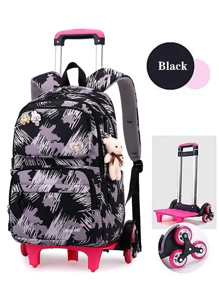 Girls Rolling Backpacks,Durable Students Wheeled Backpack,Large Capacity School Bag with wheels,Kids Travel Trolley BookBag,School Luggage Bag for Boys Girls