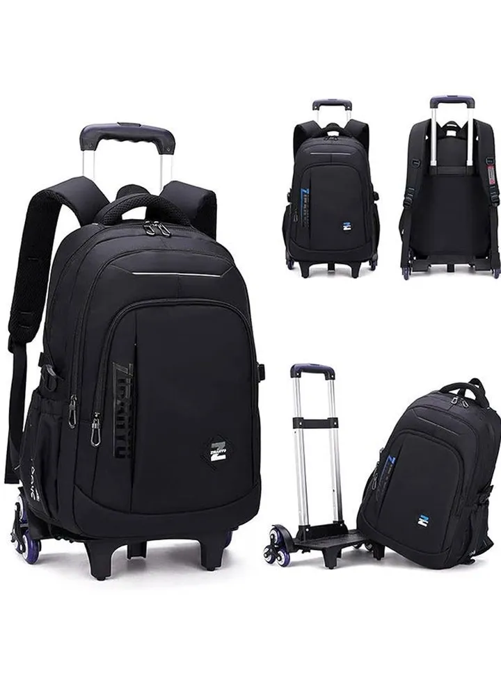 Rolling Backpack,Boys Trolley School Bag,Kids Wheeled Luggage Bag ,Primary Junior High School Students Bookbag with 6 Wheels,Large Capacity Wheeled Laptop Bag for Kids Teens Adults