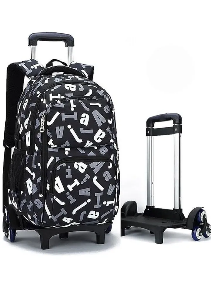 Rolling Backpack,Boys Trolley School Bag,Kids Wheeled Luggage Bag ,Primary Junior High School Students Bookbag with 6 Wheels,Large Capacity Wheeled Laptop Bag for Kids Teens Adults