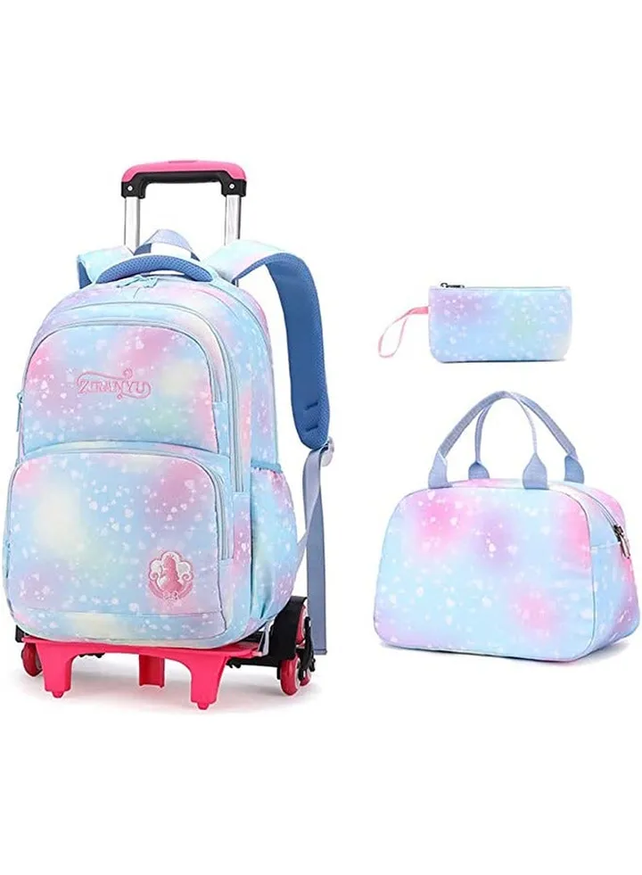 Kids Rolling Backpacks Fashion Printed Trolley School Bags Large Capacity Wheeled Kids' Luggage Bag