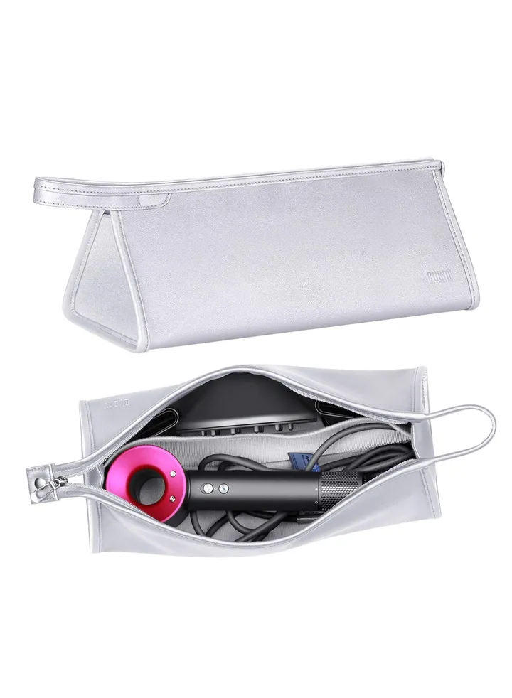Travel Organizer for Dyson Airwrap Curling Iron Styler Compatible Portable Travel Organizer for Airwrap Hair Dryer Styler and Accessories (Silver)