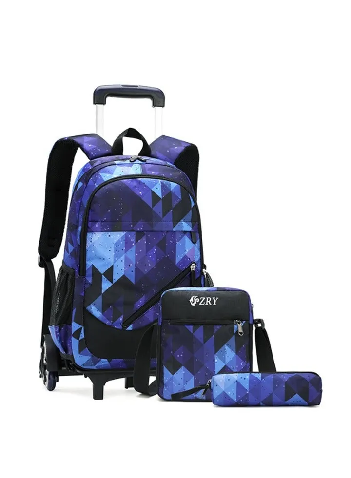 Kids Rolling Backpacks Fashion Printed Trolley School Bags Large Capacity Wheeled Kids' Luggage Bag