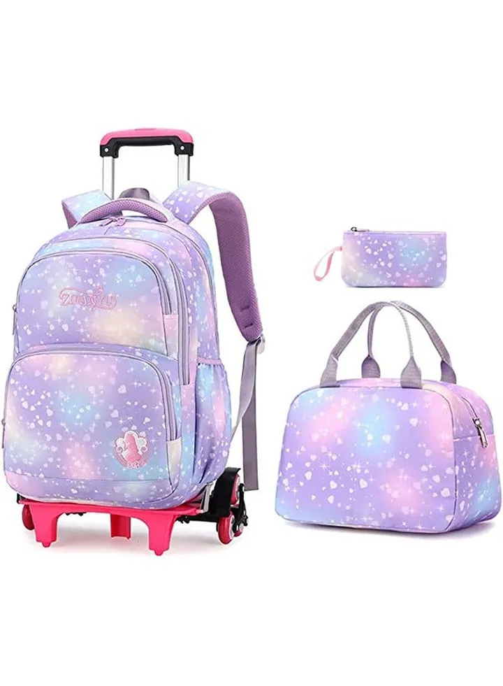 Kids Rolling Backpacks Fashion Printed Trolley School Bags Large Capacity Wheeled Kids' Luggage Bag