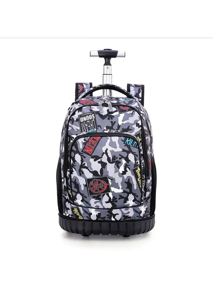 Kids Rolling Backpacks Fashion Printed Trolley School Bags Large Capacity Wheeled Kids' Luggage Bag