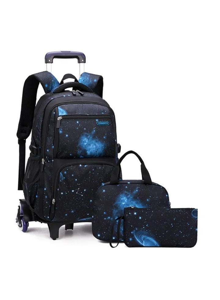 Kids Rolling Backpacks Fashion Printed Trolley School Bags Large Capacity Wheeled Kids' Luggage Bag