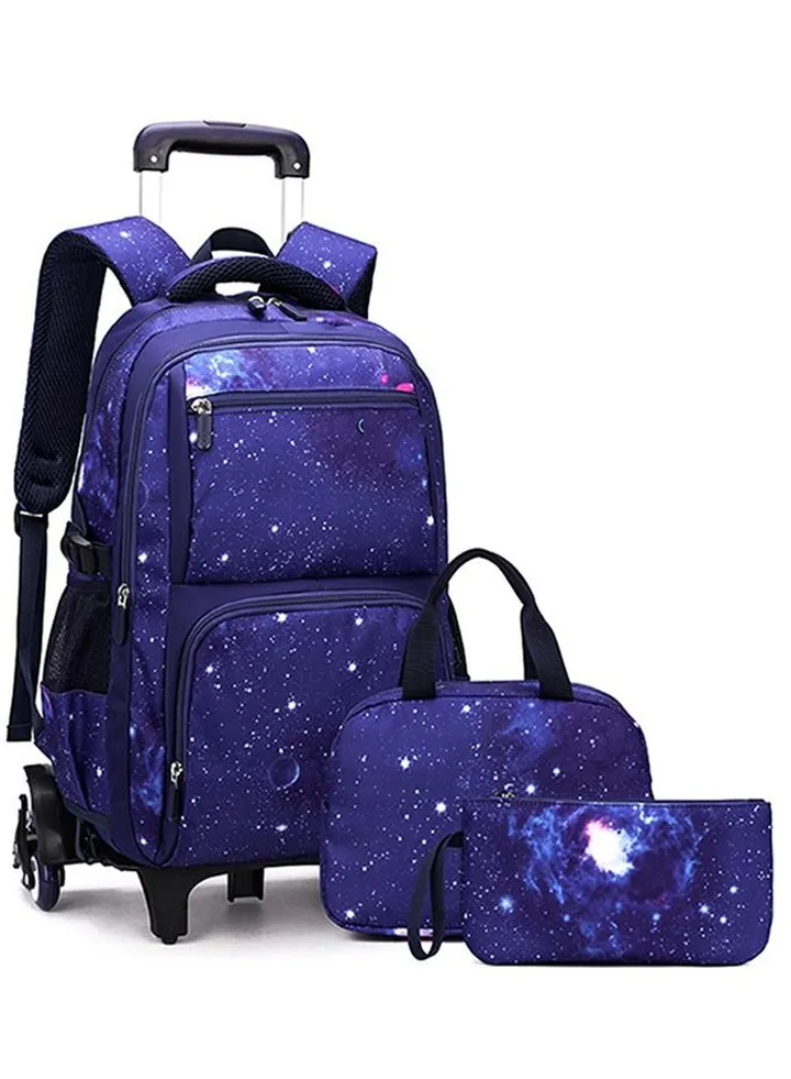 Backpack 18in Double Handle Backpack Kids Wheeled Travel School Bag Roller Luggage with Lunch Bag Set Girls Boys
