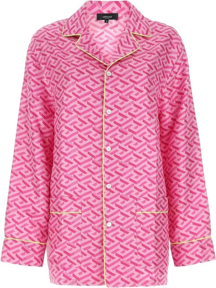 Versace Greca Pattern Long Sleeved Pajama Top