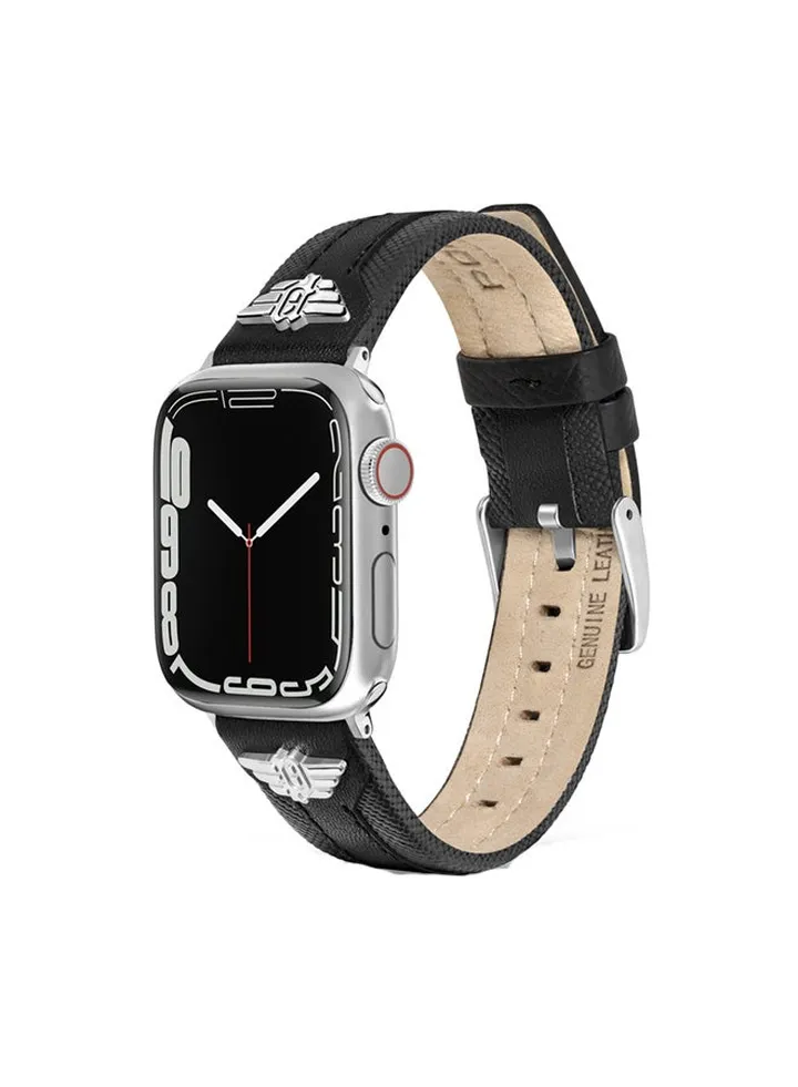 Wings Black Leather Watch Straps