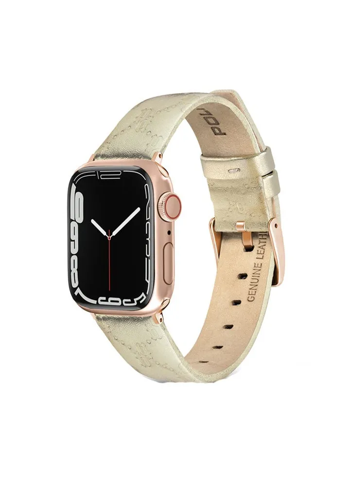 Mono Beige Leather Watch Straps