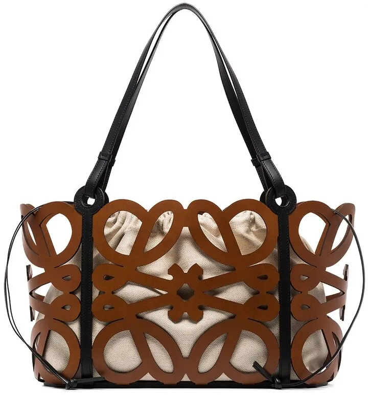 Anagram cut-out leather tote bag
