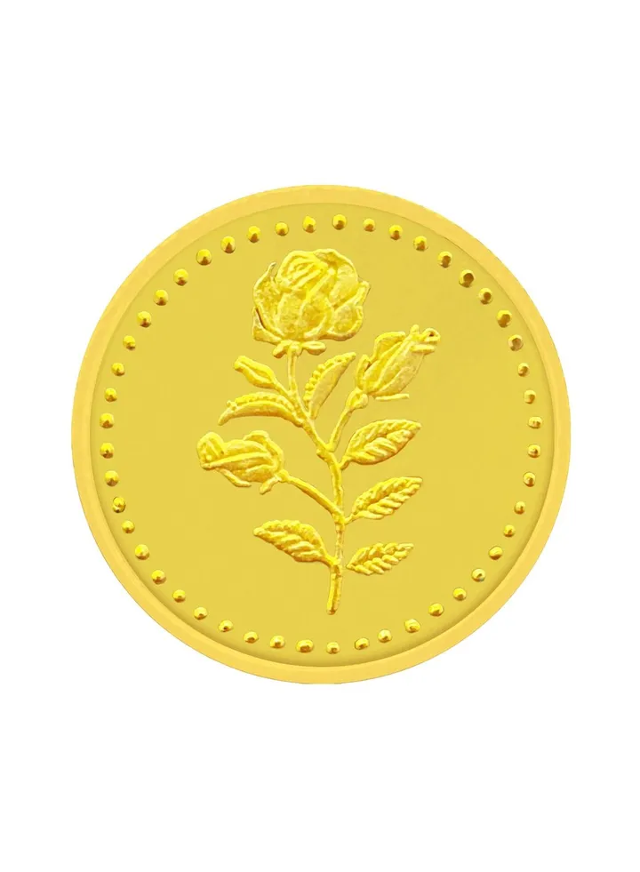 24 Karat 50 grams Pure Gold Coin Flower