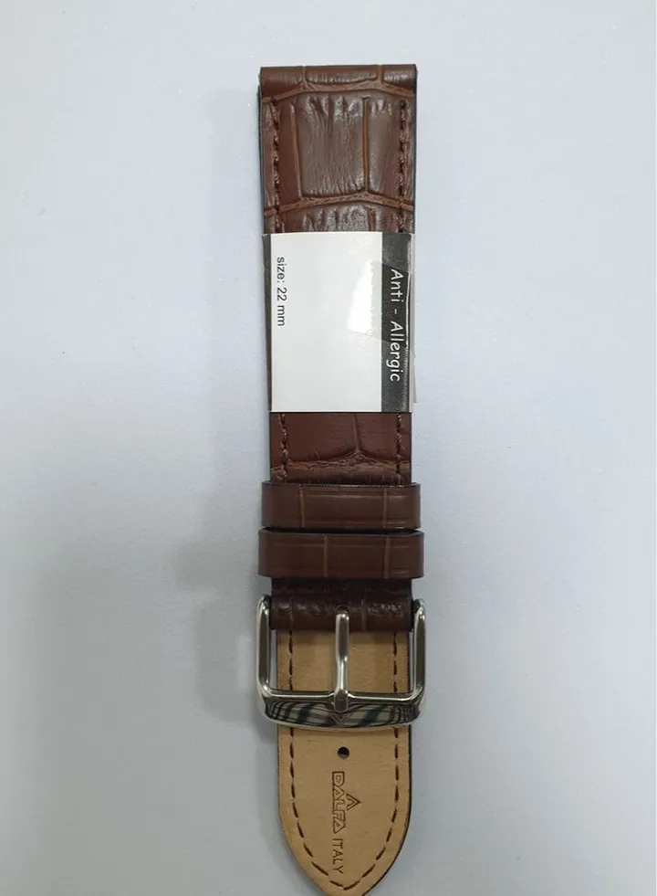Genuine Leather 22mm Anti Allergic Watch Strap Brown