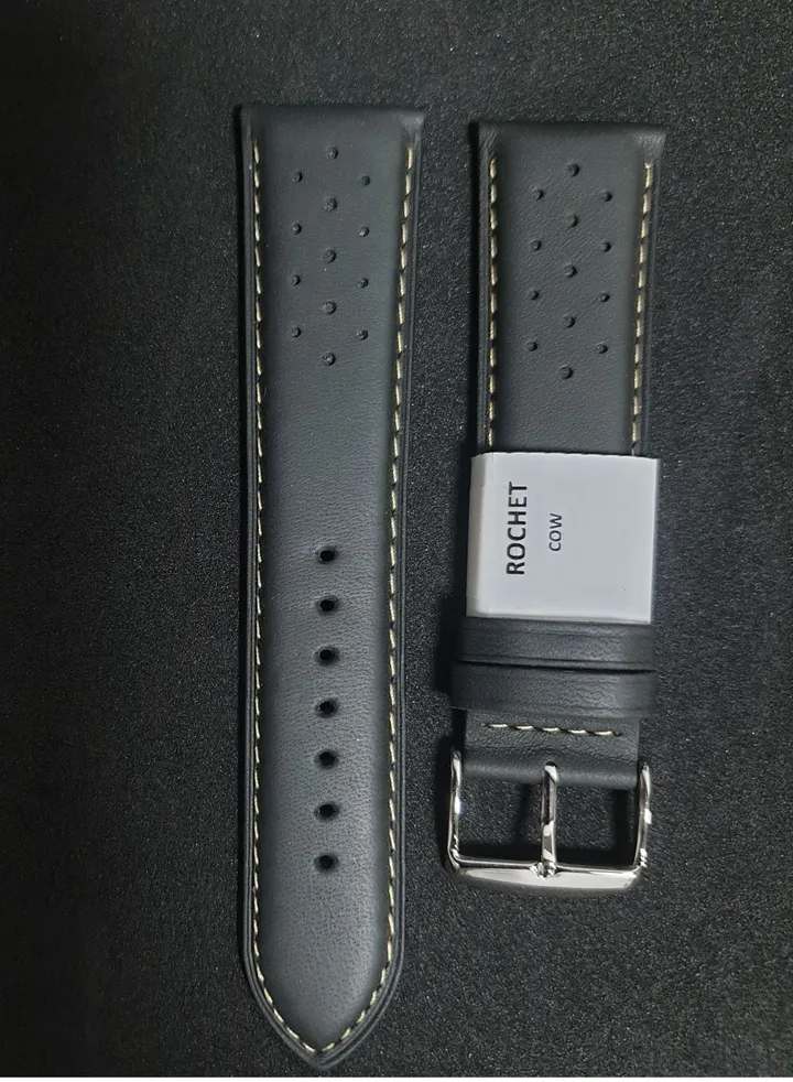Rochet French Made 22mm Black Premium Cow Watch Band