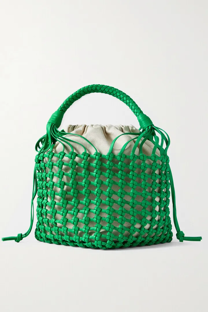 Bottega Veneta - Cavallino Intrecciato Leather And Canvas Tote - Green