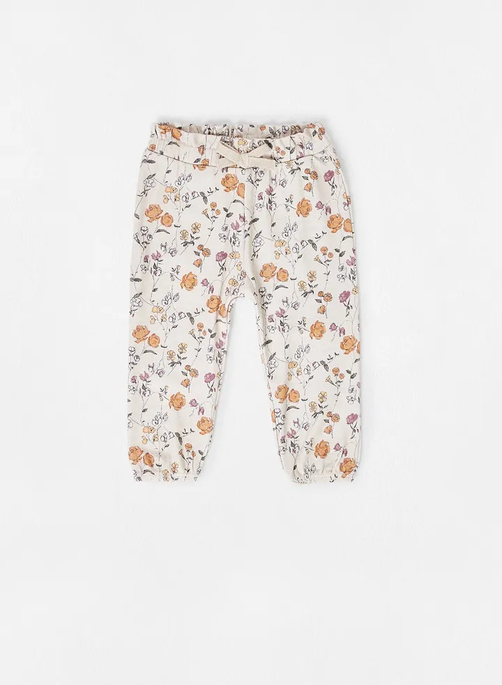 Baby Floral Print Pants Beige