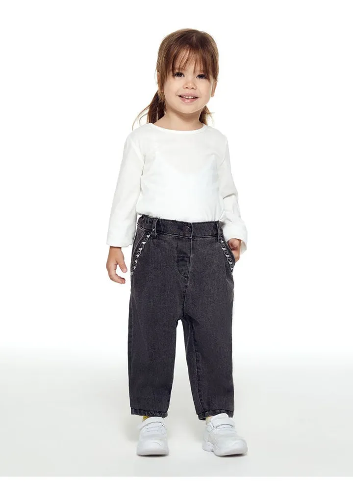 Elastic Waist Baby Girl Denim Trousers