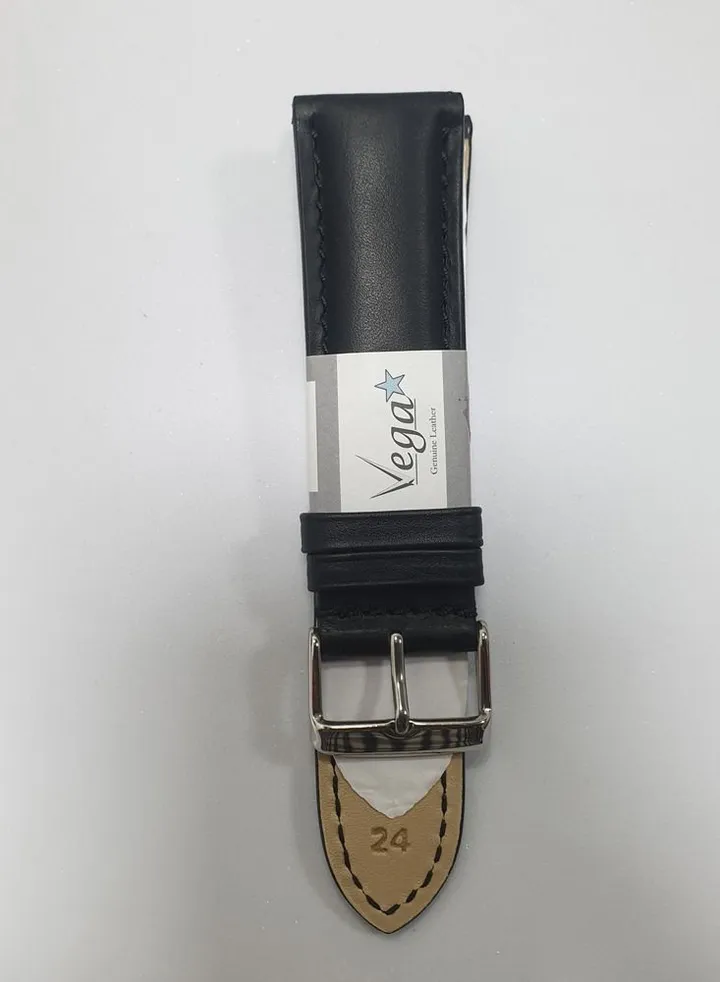 Genuine Leather 24mm Anti Allergic Watch Strap Black