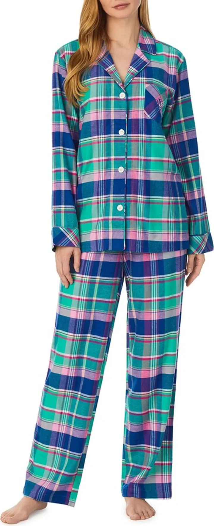 Plaid Woven Cotton Blend Pajamas