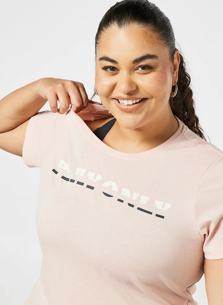 Curvy Crew Neck Training T-Shirt Pink