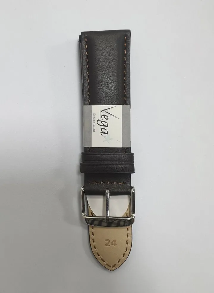 Genuine Leather 24mm Anti Allergic Watch Strap Black