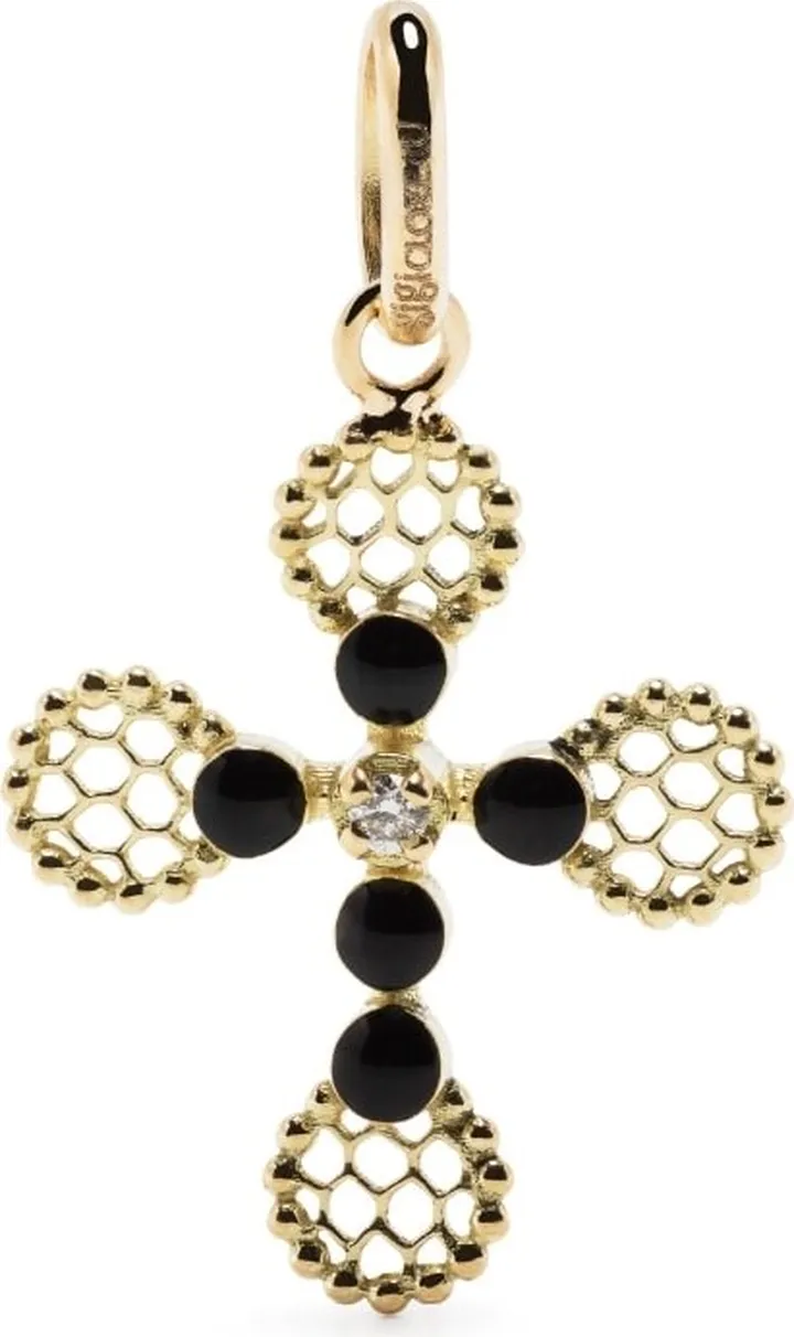 18kt yellow gold Lace Cross diamond pendant