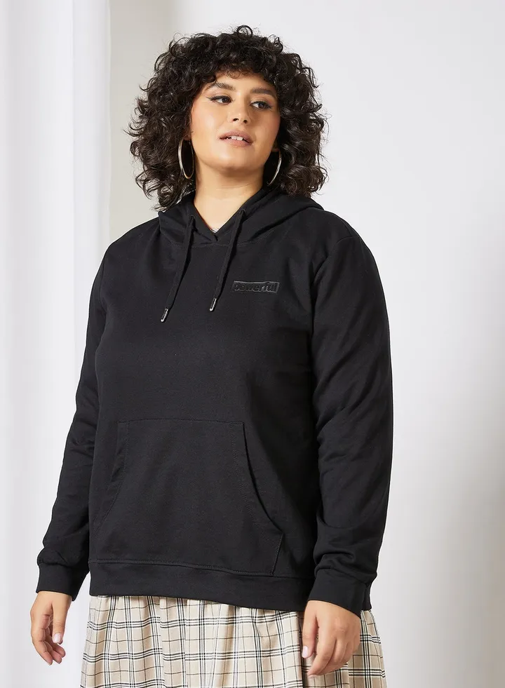 Curvy Basic Hoodie Black