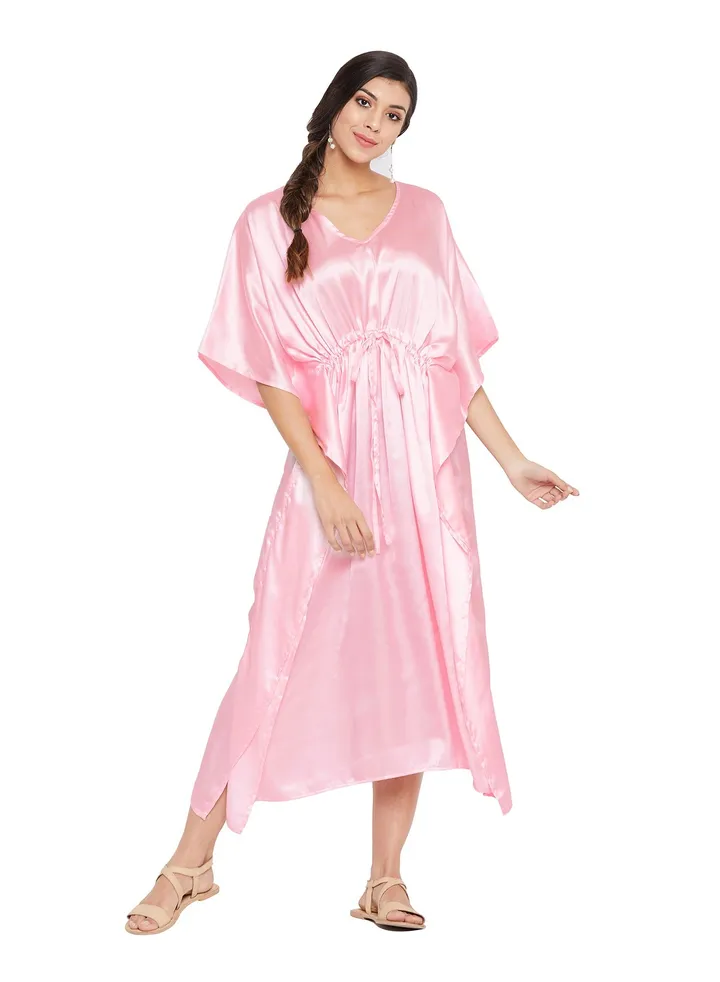 Women Plus Size Crystal Rose Long Satin Kaftan Nightdress Sleep Dress Caftan for Ladies