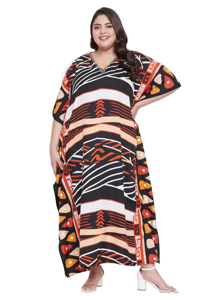 Women Beach Cover Up plus Size Polyester Striped Kaftan Long Summer caftan Dresses for Vacations