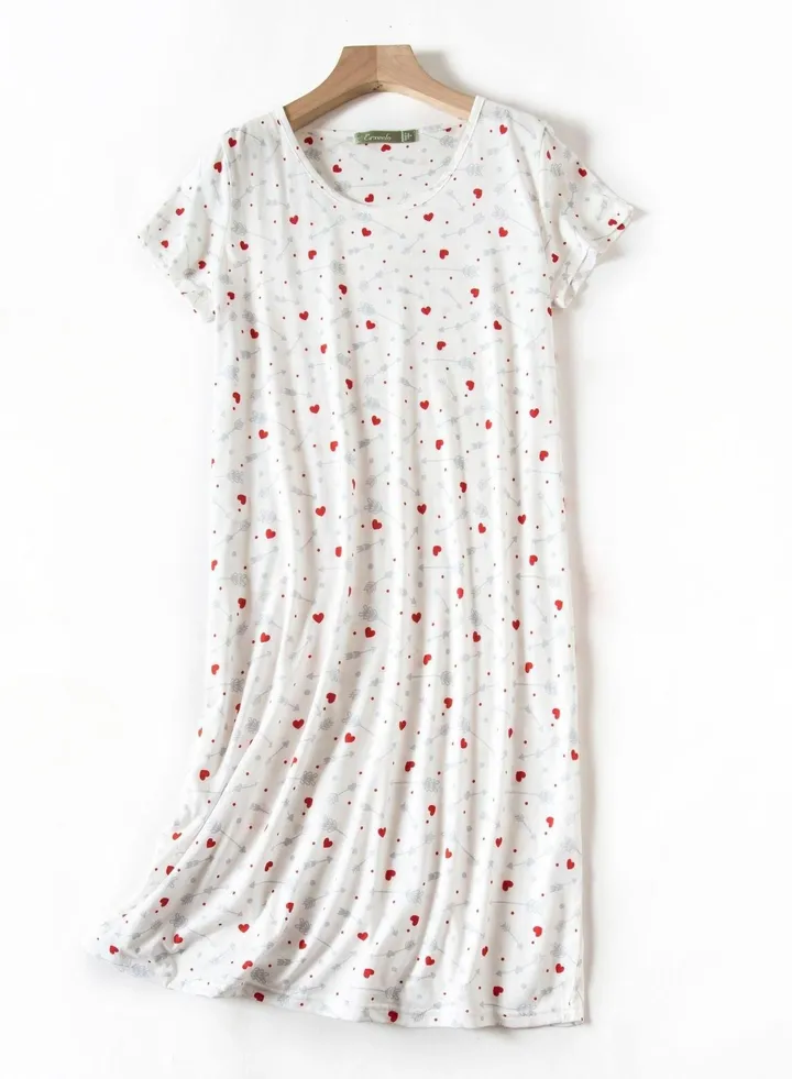 Cute Cartoon Cotton Homewear Knitted Sweet Large Short Sleeve Round Neck Pajamas