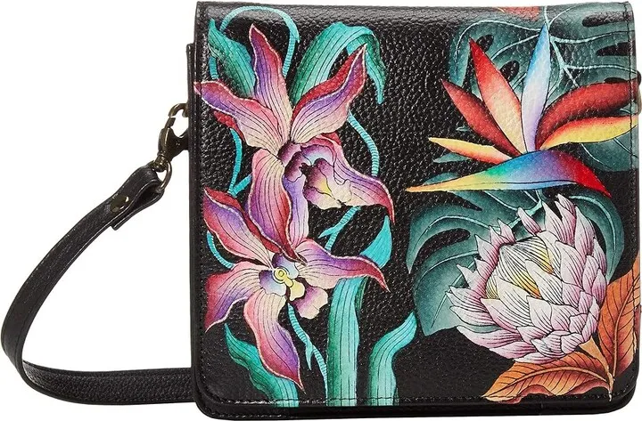 Anuschka Small Messenger - 669 (Island Escape Black) Handbags